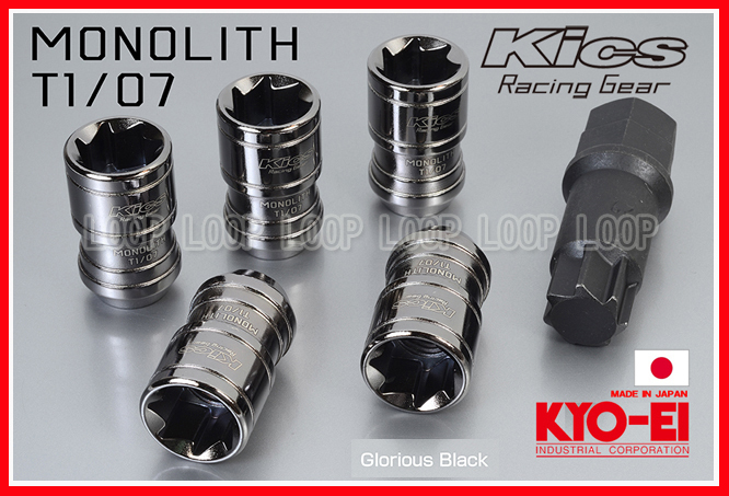 KYO-EI Kicsレーシングナット モノリス グロリアスブラック MN04GK レジェンドKB1　M14-P1.5　20個
