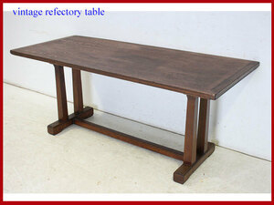 1940年代ビンテージ　レフェクトリーテーブル / アート＆クラフトのデザインが印象的な食卓 / ヨーロッパ製のシンプルなテーブル / 家具
