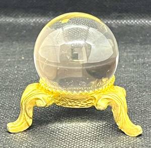 水晶玉　白水晶　天然石　クリスタルボール　3.5㎝　50g　綺麗　置物　台座付/2381-6