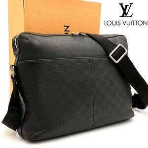 1円【極上品】LOUIS VUITTON ルイヴィトン ダミエアンフィニ カリプソMM ショルダーバッグ メッセンジャーバッグ レザー ブラック A4 PC