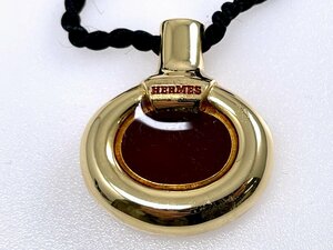 HERMES Hermes puff .-m necklace gold color top box attaching [03-2951