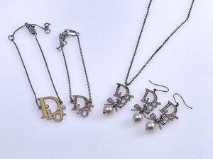 Christian Dior クリスチャンディオール アクセサリー ネックレス ブレスレット ピアス 合計4点[03-3051