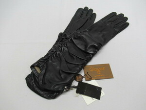 【送900円】　7011　未使用品　Gloves FRATELLI FORINO　グローブス　手袋　ロンググローブ　黒　7 1/2　レザー　羊革/内側シルク