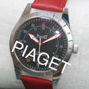 ヴィンテージ　ピアジェPIAGET ブラックダイヤル手巻きメンズ腕時計　17jewels 1980から1989年スイス製 再生品