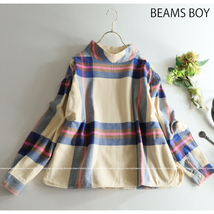 ビームスボーイ BEAMS BOY ★大人可愛い♪ビッグタータンチェック柄ハイネックネルプルオーバートップス_画像1