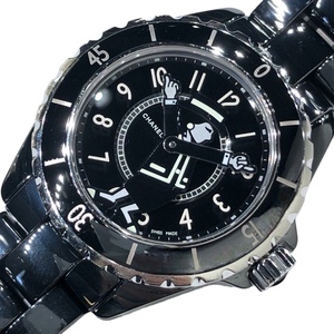  Chanel CHANEL J12madomowazeru world 555ps.@ limitation H5242 black ceramic ceramic /SS wristwatch unisex used 