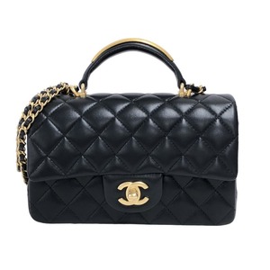 シャネル CHANEL ミニマトラッセ トップハンドル AS2431 ブラック ゴールド金具 ラムスキン ショルダーバッグ レディース 中古