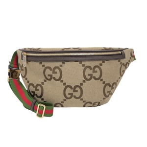  Gucci GUCCI jumbo GG belt bag 696031 Brown canvas body bag lady's used 