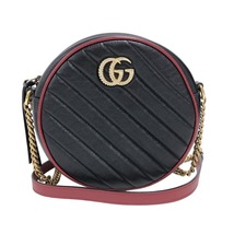 グッチ GUCCI GGマーモント ラウンド ミニショルダー 550154 ブラック レザー ショルダーバッグ レディース 中古_画像1