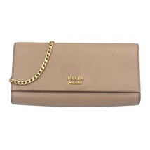 プラダ PRADA チェーンポシェット ベージュ レザー ショルダーバッグ レディース 中古_画像1