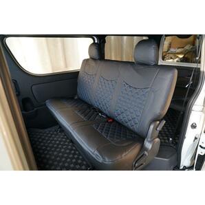 ハイエース 200系 S-GL 標準ボディ ワイドボディ セカンド用 シートカバー ブルーステッチ 7型 現行モデル対応 219の画像1