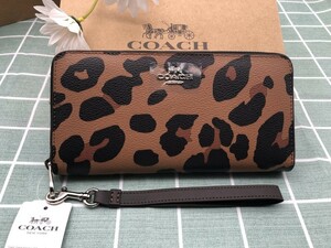 COACH コーチ 財布 長財布 クリスマスプレゼント 小銭入れあり レオパード 新品 未使用 レザー ウォレット　ブランド A017