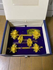 寿 御花笄揃 和装小物 花嫁櫛 花嫁かんざしセット 東京製 和装婚礼髪結道具 ケース付★0708