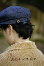 美品 レトロ 帽子 ハット キャスケット 大きいサイズ メンズ 紳士用 リネン カジュアル ファッション ネイビー_画像4