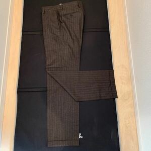 UNITED ARROWS green label ユナイテッドアローズ　ダークブラウン　ピンストライプ　スラックス ウエスト84cm ひ