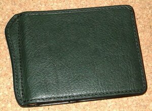 新品 Groover Leather グルーバーレザー 最高級 イタリアンレザー製 マネークリップ (緑) 二つ折り財布 ショートウォレット 札ばさみ 牛革