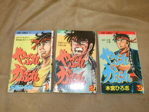 やぶれかぶれ　本宮ひろ志　JC集英社　1～3巻　3冊　全巻　コミック　日焼け/変色/汚れ/色褪せ/傷等あり 中古品 送料185円発送