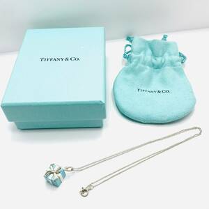 美品 TIFFANY&Co. ティファニー プレゼントボックス ネックレス AG925 シルバー 箱 保存袋付き 