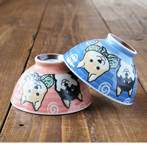 【柴犬】 茶碗 飯碗 [日本製 美濃焼] 　ブルー2個　　