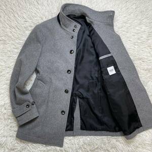 希少 美品 ウールカシミヤ タケオキクチ スタンドカラー コート ステンカラー ジャケット ウール グレー TAKEO KIKUCHI メンズ M相当 秋冬