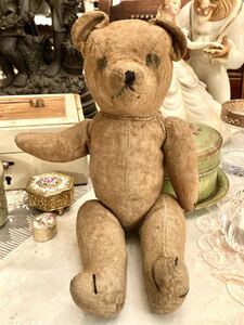 フランス　アンティーク　テディベア　おがくず入り　ビンテージ　ヴィンテージ 骨董　パリ　蚤の市　ブロカント　鍵　熊