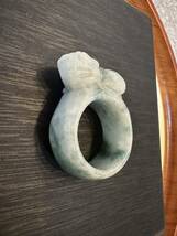 R-101 翡翠　リング　雕刻貔貅　指輪　男女兼用　22号_画像9