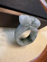 R-101 翡翠　リング　雕刻貔貅　指輪　男女兼用　22号_画像3