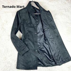 【美品 希少サイズL】 TORNADO MART トルネードマート 【美シルエット】 トレンチコート ロングコート スエード調 アウター 比翼 ブラック