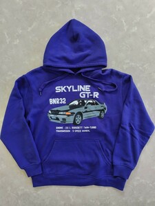 レア 日産 スカイライン GT-R BNR32 スウェット パーカー ブルー Lサイズ SKYLINE GT-R スウェットパーカー