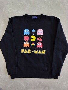 レア 美品 BANDAI NAMCO バンダイ ナムコ PAC-MAN パックマン トレーナー LLサイズ 黒 ファミコン ゲーム