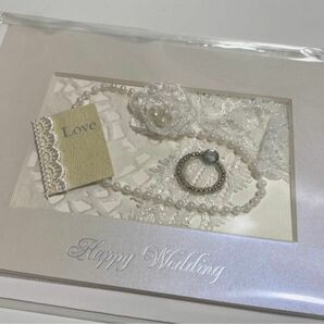 ウェディング メッセージカード ホワイト 純白 お祝い 指輪 パール プレゼント