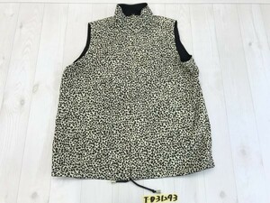 〈送料280円〉Mary Grace レディース ヒョウ柄 リバーシブル ジップ ベスト 9R ベージュ黒