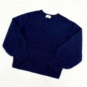 1257◎ UNITED ARROWS ユナイテッド アローズ トップス プルオーバー ニット セーター 長袖 Vネック ネイビー レディースの画像1