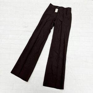 1254 ◎ La Mode Rode Bottoms Bottoms Bottoms Bnite Slack Zip Fly Wool 100 Brown Ladies 68