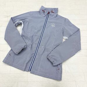 1259◎ Munsingwear マンシングウェア トップス ジャケット アウター フルジップ 長袖 スパンコール ロゴ ブルー レディースMの画像1