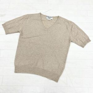 1261◎ NATURAL BEAUTY BASIC ナチュラル ビューティーベー シック トップス ニット 半袖 カシミヤ 100 ベージュ レディースM