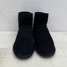 1258◎ BEARPAW ベアパウ 靴 ムートン ショート ブーツ 裏ボア フラット ソール カジュアル ブラック レディース25.0_画像3