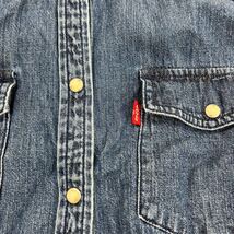 1262◎ Levis リーバイス トップス ウエスタン シャツ デニム フルボタン 長袖 コットン 100 カジュアル ブルー レディースS_画像4