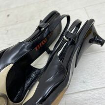 1271◎ イタリア製 miumiu ミュウミュウ 靴 シューズ パンプス ヒール ストラップ ポインテッドトゥ ベージュ ブラック レディース36_画像10