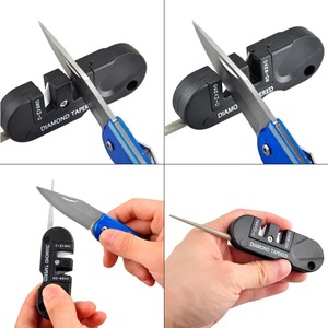 * 3 -step function diamond ceramic knife sharpener * considerably compact, light weight . to the carrying is is good.... used at times convenience 