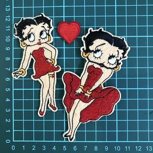 【刺繍アイロンワッペン】Betty Boop ベティちゃん 2枚セット