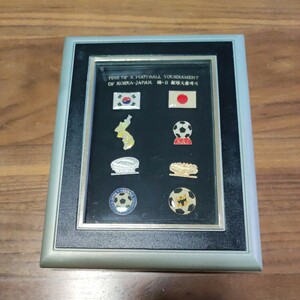 希少 レアピンバッジセット FIFAワールドカップ2002 8種セット PINS OF FOOTBALL TOURNANENT OF KOREA-JAPAN 韓-日 琉球 額装