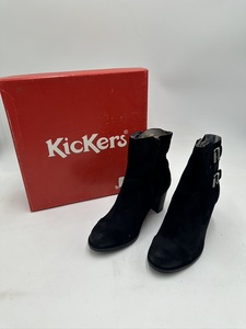 t0196 美品 KicKers ショートブーツ サイズ 38 BLK スウェード 392971-50 AD0630