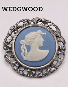 【即日発送】WEDGWOOD ジャスパー ブルー シルバー ブローチ ウエッジウッド カメオ サークル ピン アンティーク ヴィンテージ