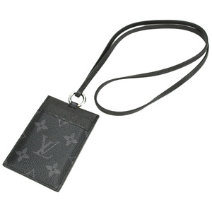 ルイヴィトン LOUIS VUITTON カードホルダー ネックストラップ付き カードケース M30763 モノグラムエクリプス タイガ ブラック 黒 中古