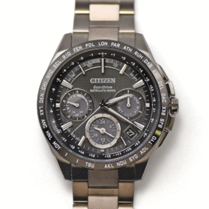 CITIZEN シチズン ATESSA アテッサ エコ・ドライブGPS衛星電波時計 F900 ブラック CC9015-54E スーパーチタニウム メンズ 腕時計 中古