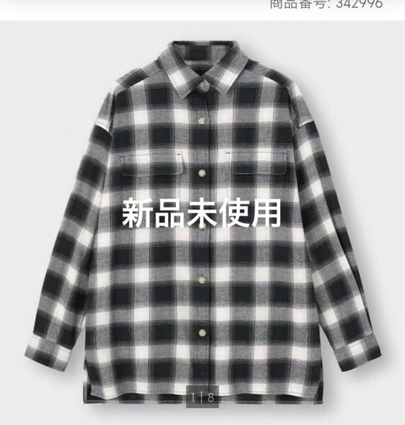GU フランネルオーバーサイズシャツ(長袖)(チェックA)RS+E