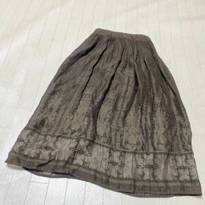 3762☆ gabardine K.T ボトムス スカート ロングスカート カジュアル レディース 11 ブラウン 総柄