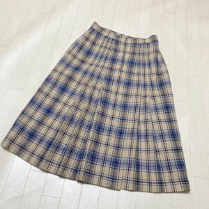 3770☆ Aquascutum アクアスキュータム ボトムス スカート プリーツスカート ミモレ丈スカート レディース 69-94 ベージュ チェック