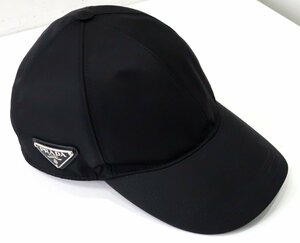 プラダ 2HC274 トライアングル ベースボール キャップ 帽子 M ブラック 三角ロゴ